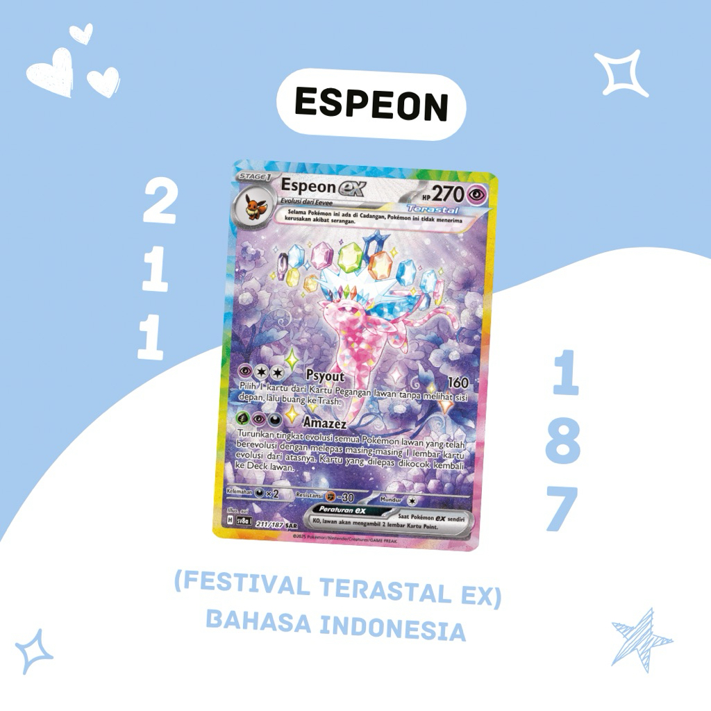 Espeon EX SAR SV8A 211/187 Pokemon TCG Indonesia