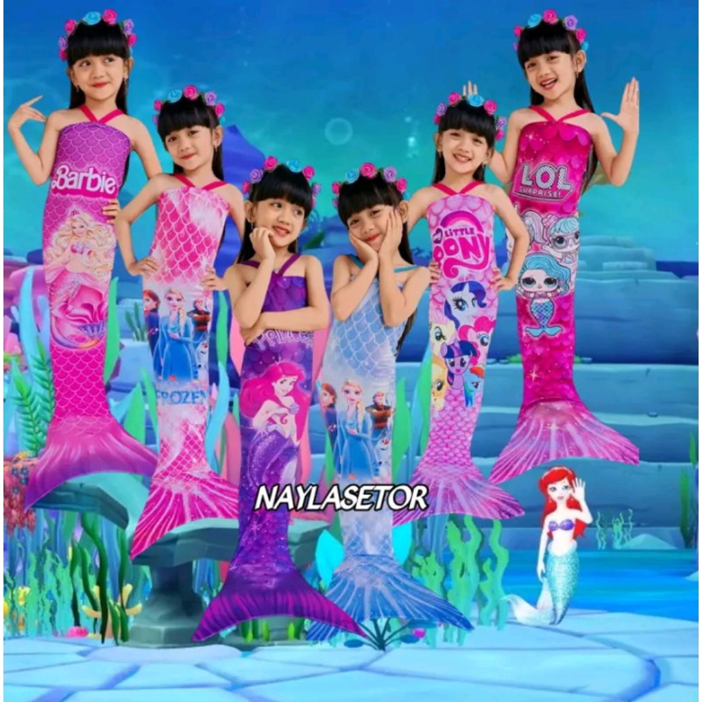 KOSTUM MERMAID ANAK PEREMPUAN KARAKTER KARTUN PREMIUM