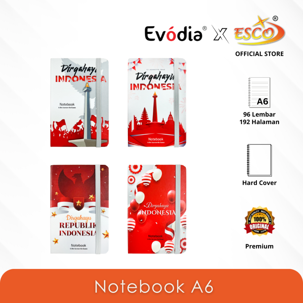 

Esco Notebook Dirgahayu Indonesia - Buku Catatan A6 Hardcover 96 Lembar (NB-A6-1802)