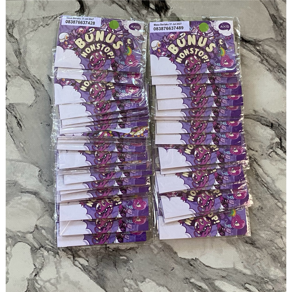 KARTU PERDANA 1 BOX AXIS ISI 50 PCS , ISI 25 PCS, ISI 10 (BELUM INJECT)