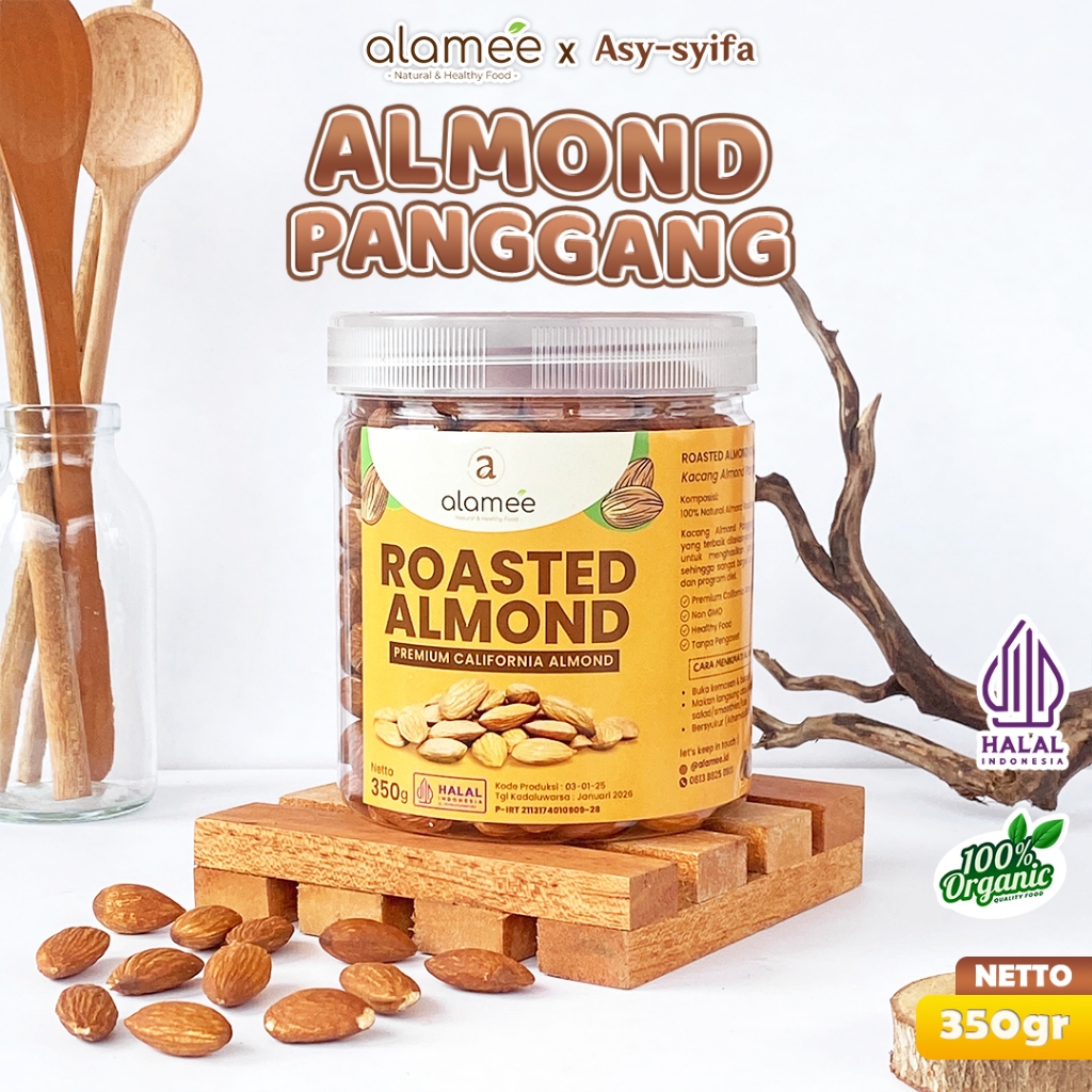 

Almond Almon Panggang Ukuran 350gr Kacang Kualitas Premium Roasted Organic Almond Whole Organik