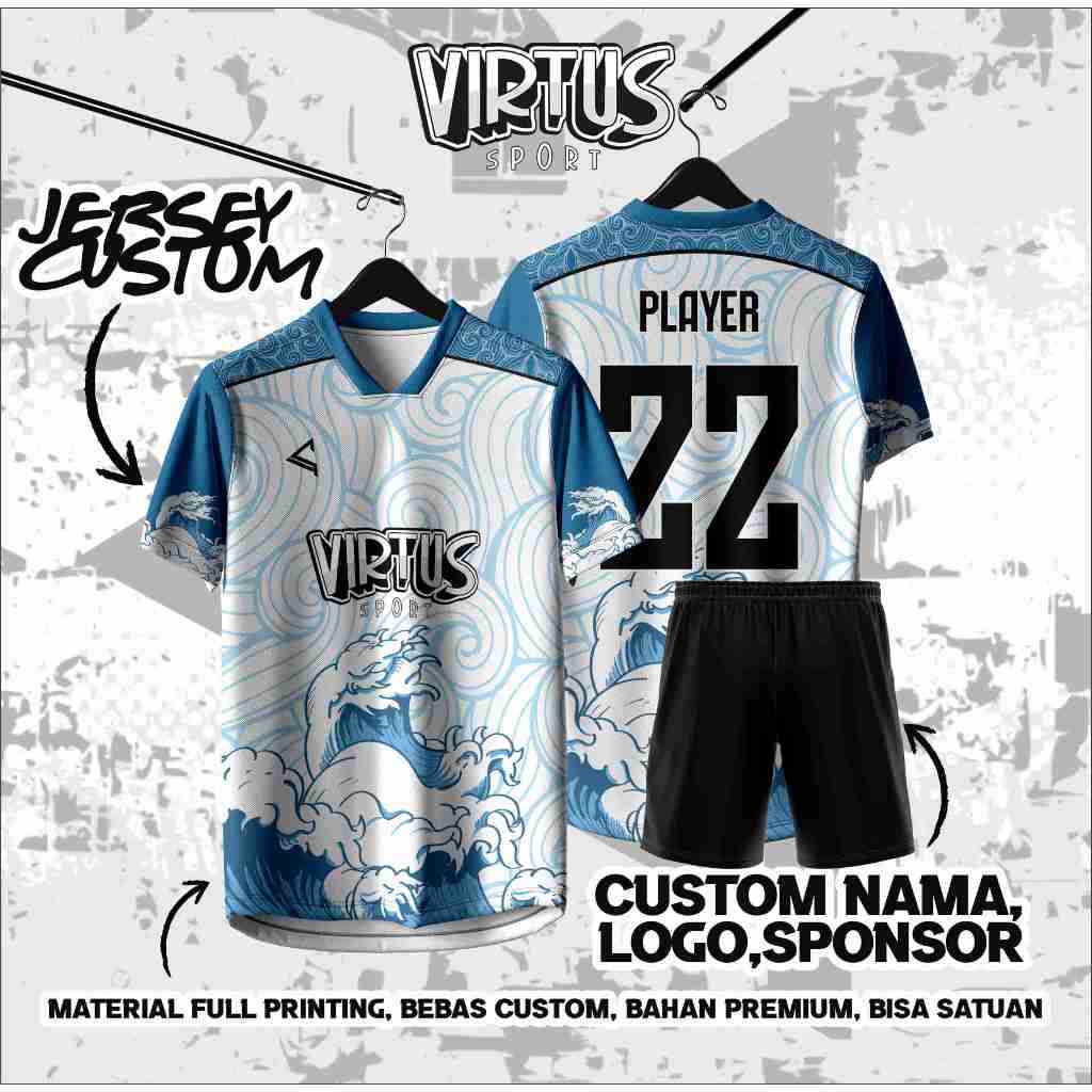 Virtus Jersey Sepak Bola | Jersey Futsal | Jersey Voli Custom Free Name Set | Jersey custom