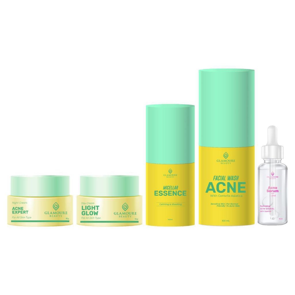 ORIGINAL GLAMOURE BRIGHT NORMAL BRIGHTENING WHITENING EXTRA GLOW PAKET SKINCARE GLAMOURE ACNE JERAWA