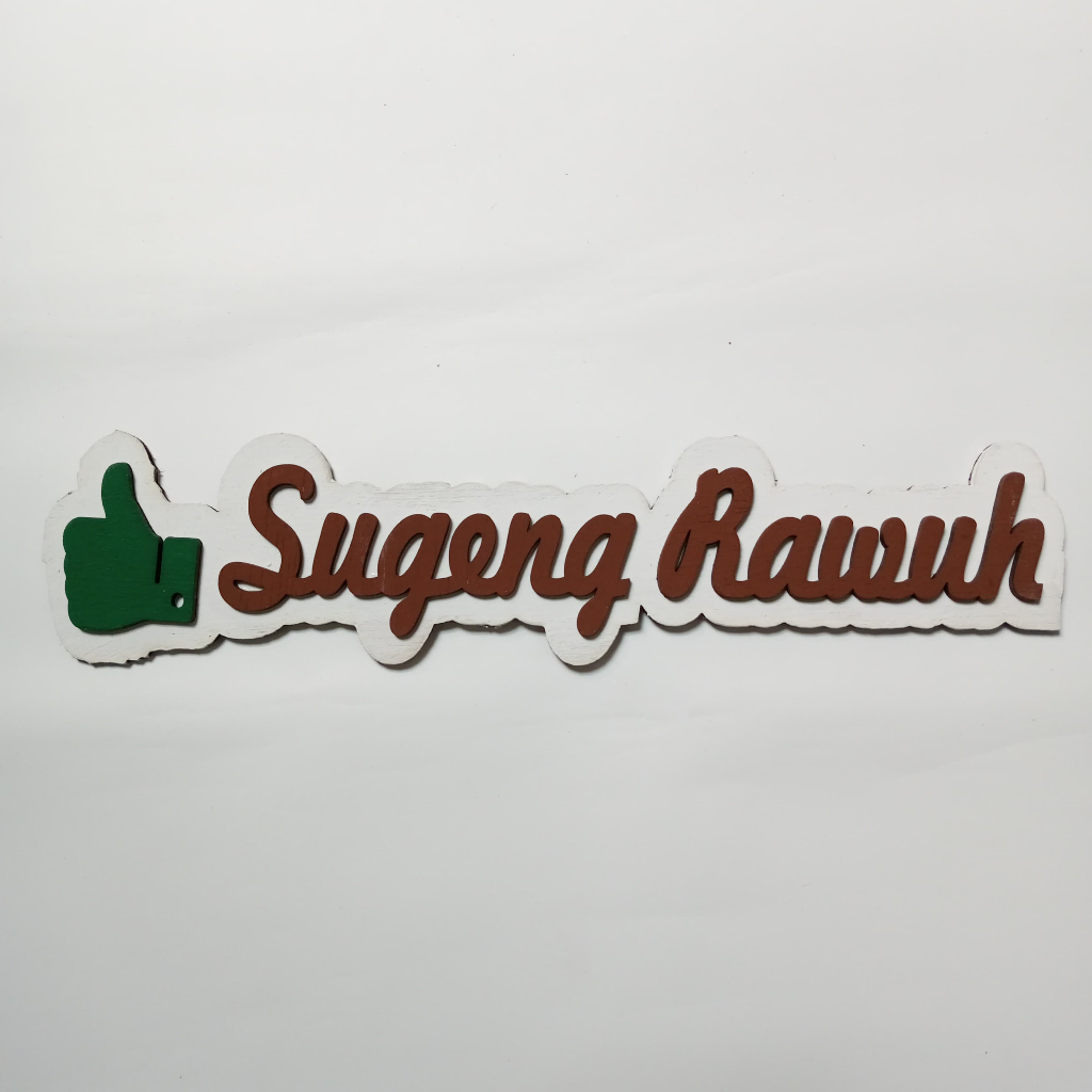 Hiasan dinding PAPAN SUGENG RAWUH Sign kayu - Pajangan walldecor tulisan timbul Laser Cutting