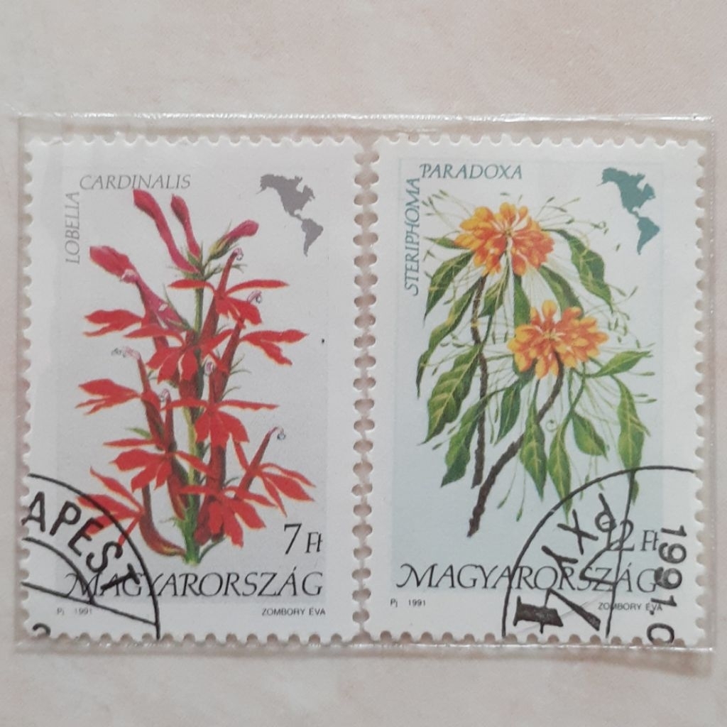 

Perangko Hungaria Flora of America Tahun 1991 set 2pcs