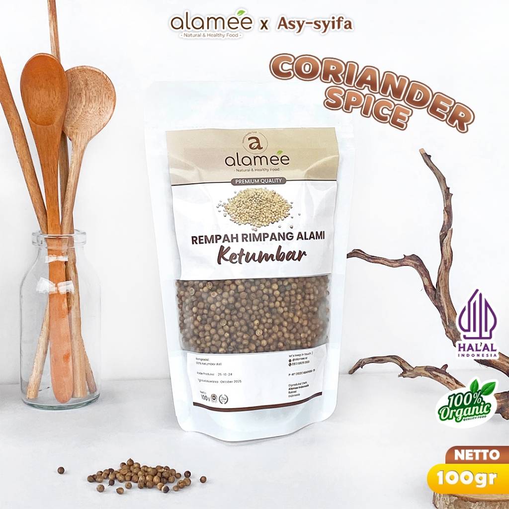 

ALAMEE Ketumbar Organik Coriander Seed Biji Rempah Rimpang Alami Bumbu Seasoning Masakan Masak 100gr
