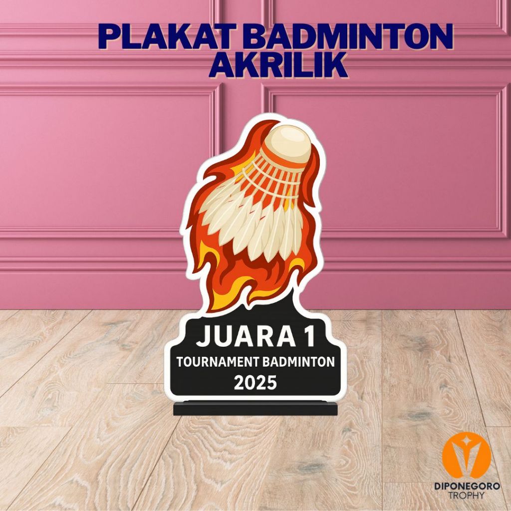Trofi Bulutangkis Bahan Akrilik | Plakat Akrilik Lomba Badminton Edisi Agustusan