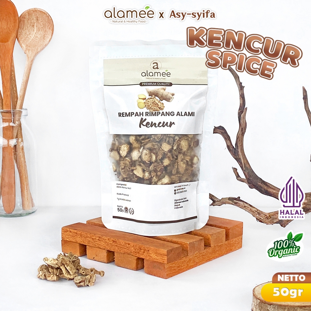 

ALAMEE Kencur Kering Dried Galangal Rempah Rimpang Organik Alami Bumbu Seasoning Masakan Masak 50gr