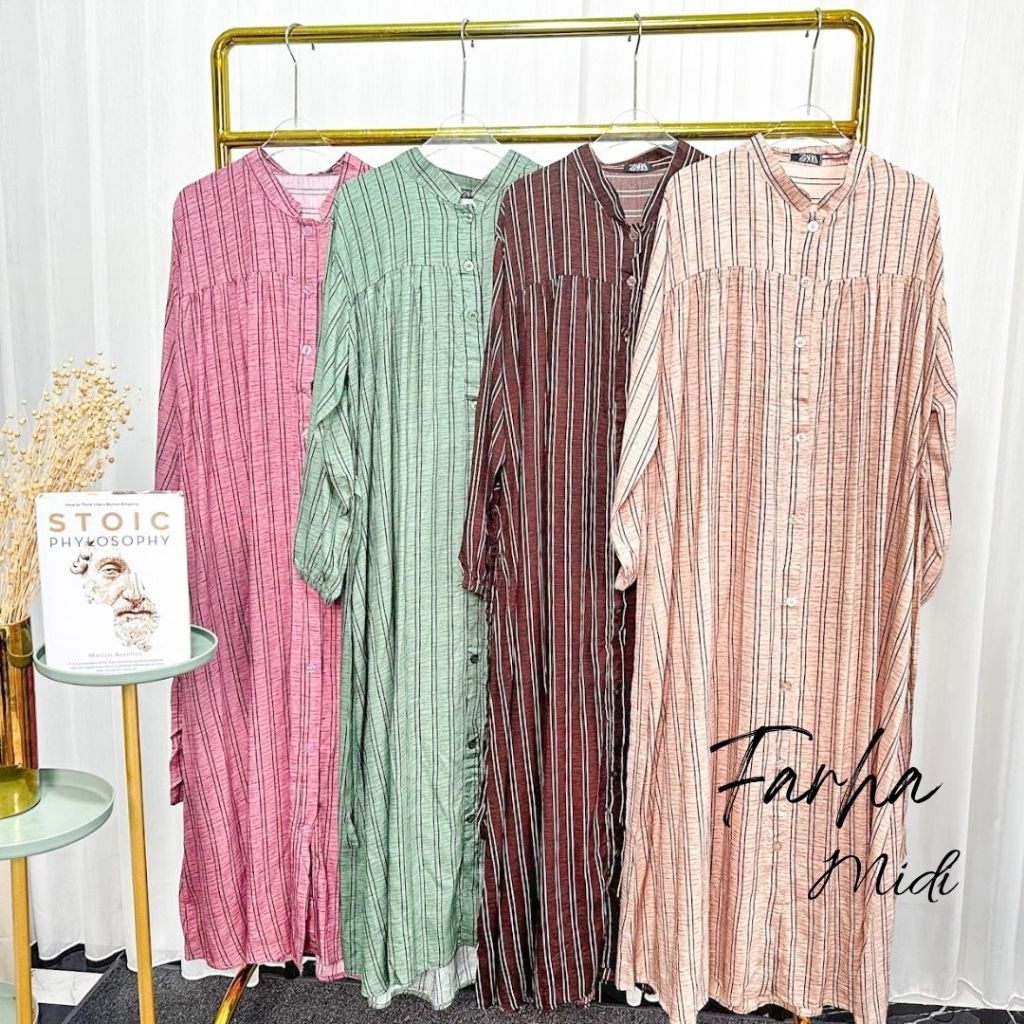 Asofa Farha Gamis Aksen Salur Fashion Muslim