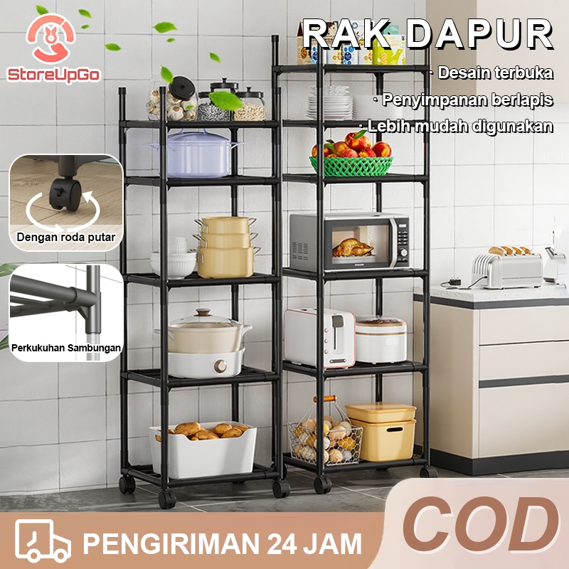 Rak Dapur Serbaguna Roda Rak Penyimpanan Rak Dapur Stainless Steel Rak Penyimpanan Tempat Serbaguna
