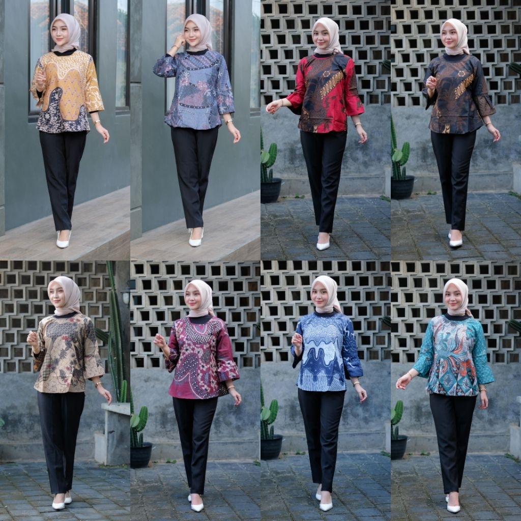 Atasan Batik Wanita Modern.Batik Kerja Wanita