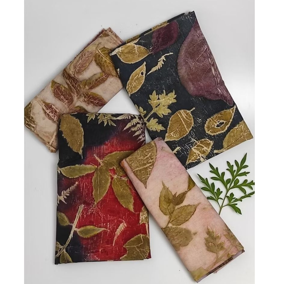 Kain Ecoprint Motif Daun Asli -Handmade Bahan Katun