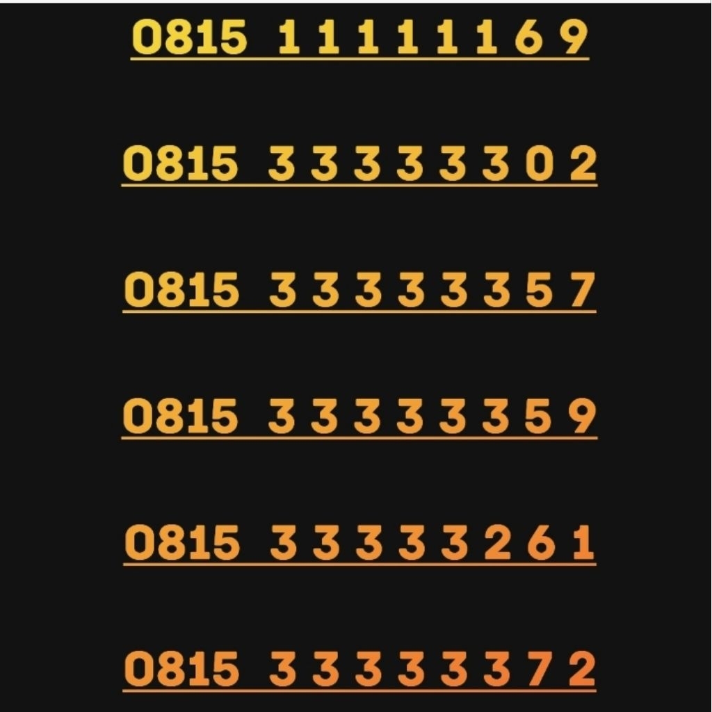 Nomor cantik Indosat Hexa 111111 / 333333