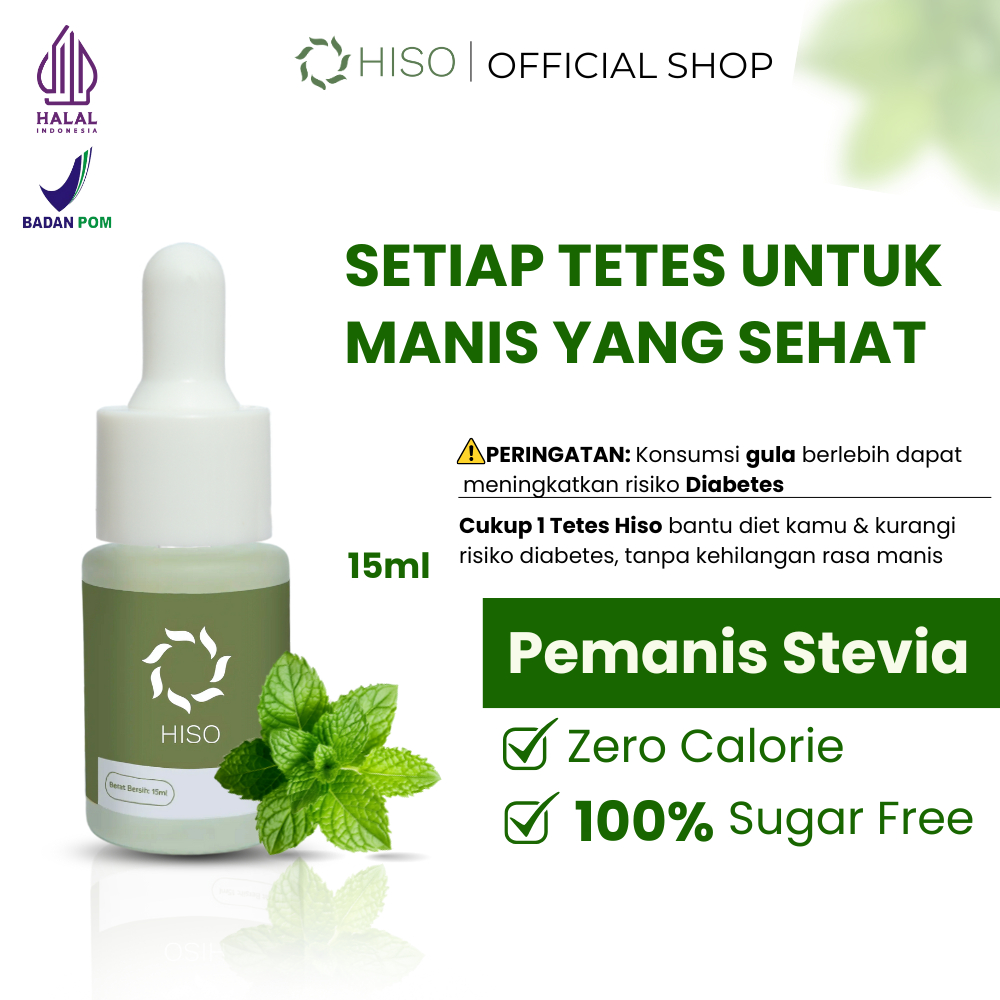 

HISO Stevia Pemanis Alami 0 Kalori 15mL– Gula Cair Sehat Tanpa Kalori