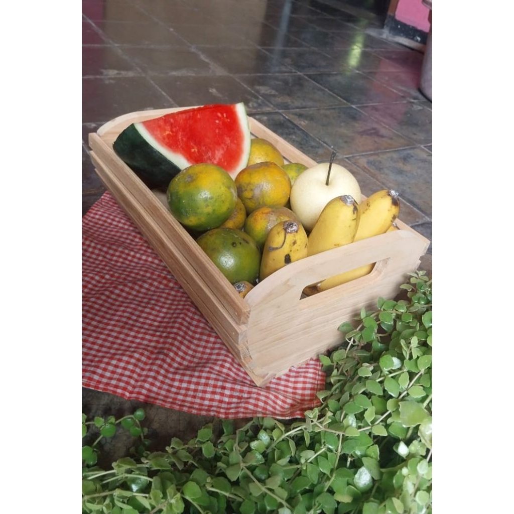 keranjang buah dari kayu/keranjang serbaguna kayu/keranjang parsel/rak parsel