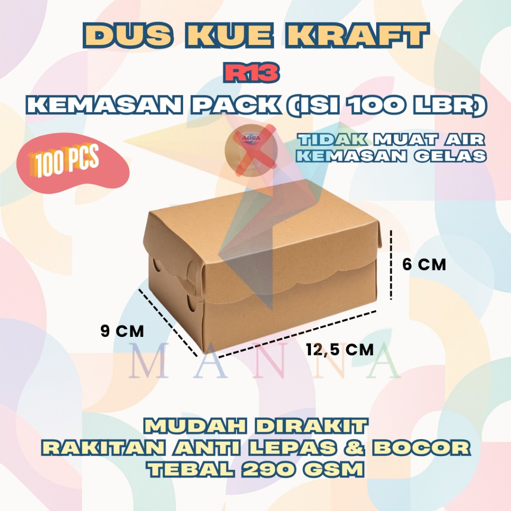 

(Isi 100 pcs) MANNA Kotak Dus Snack R13 Kraft (9 cm x 12,5 cm x 6 cm) (KHUSUS UNTUK SNACK) Non Laminasi PREMIUM QUALITY EXCELINDO