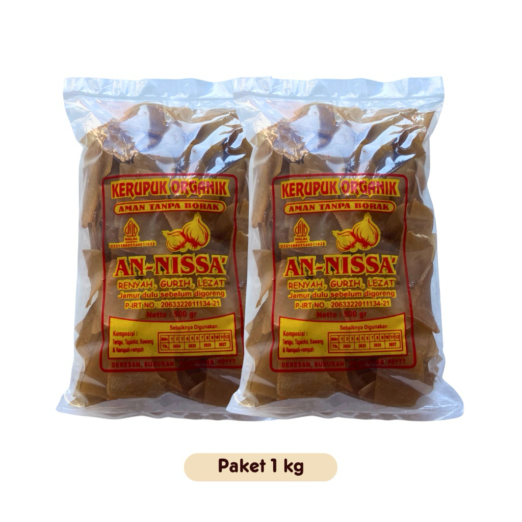 

[PAKET 1KG] Kerupuk Bawang An-Nissa (500gr x 2)