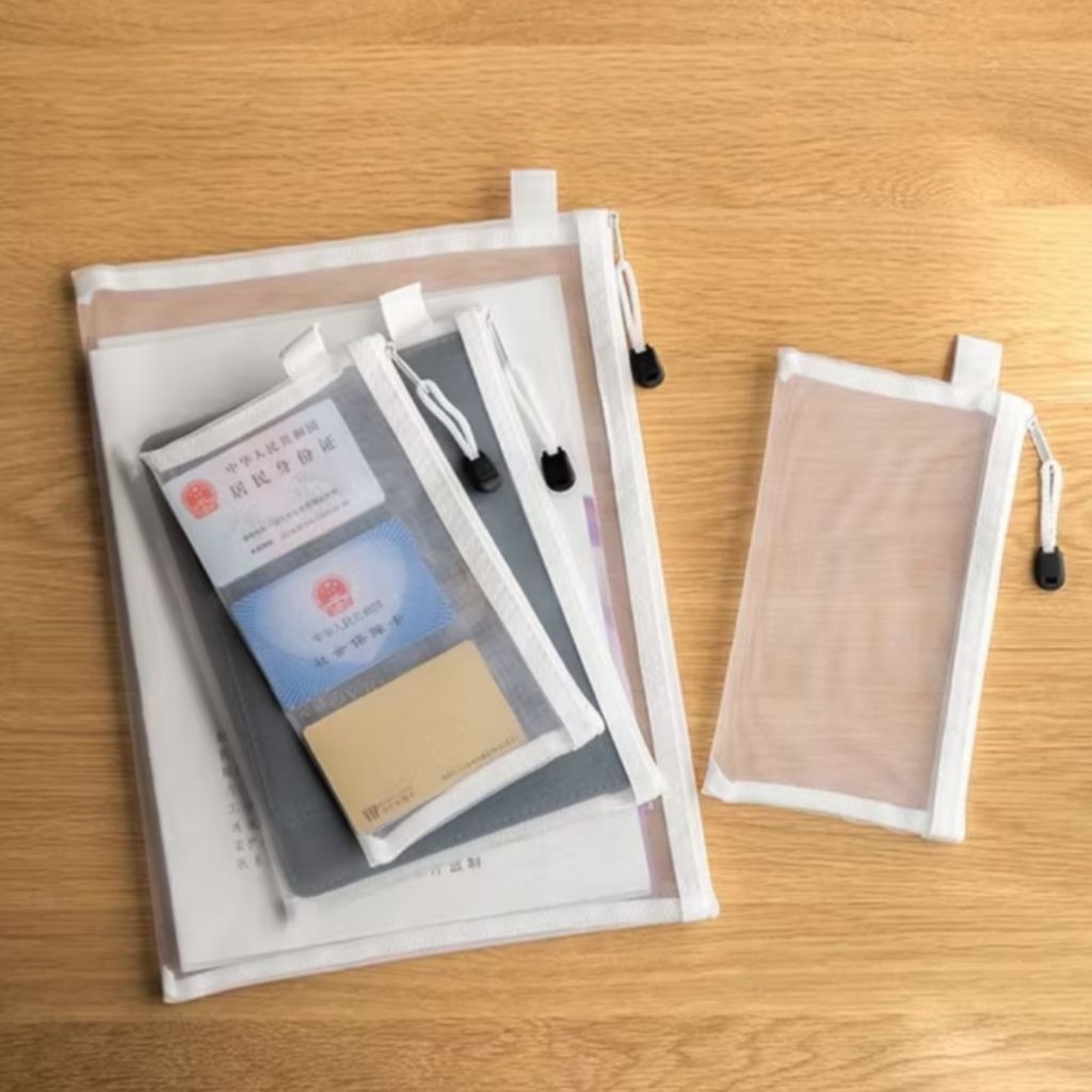 

#KarensMart Tempat Pensil Resleting Van-Art Uk A6 Putih || Kotak / Pouch Jaring Polos Serbaguna