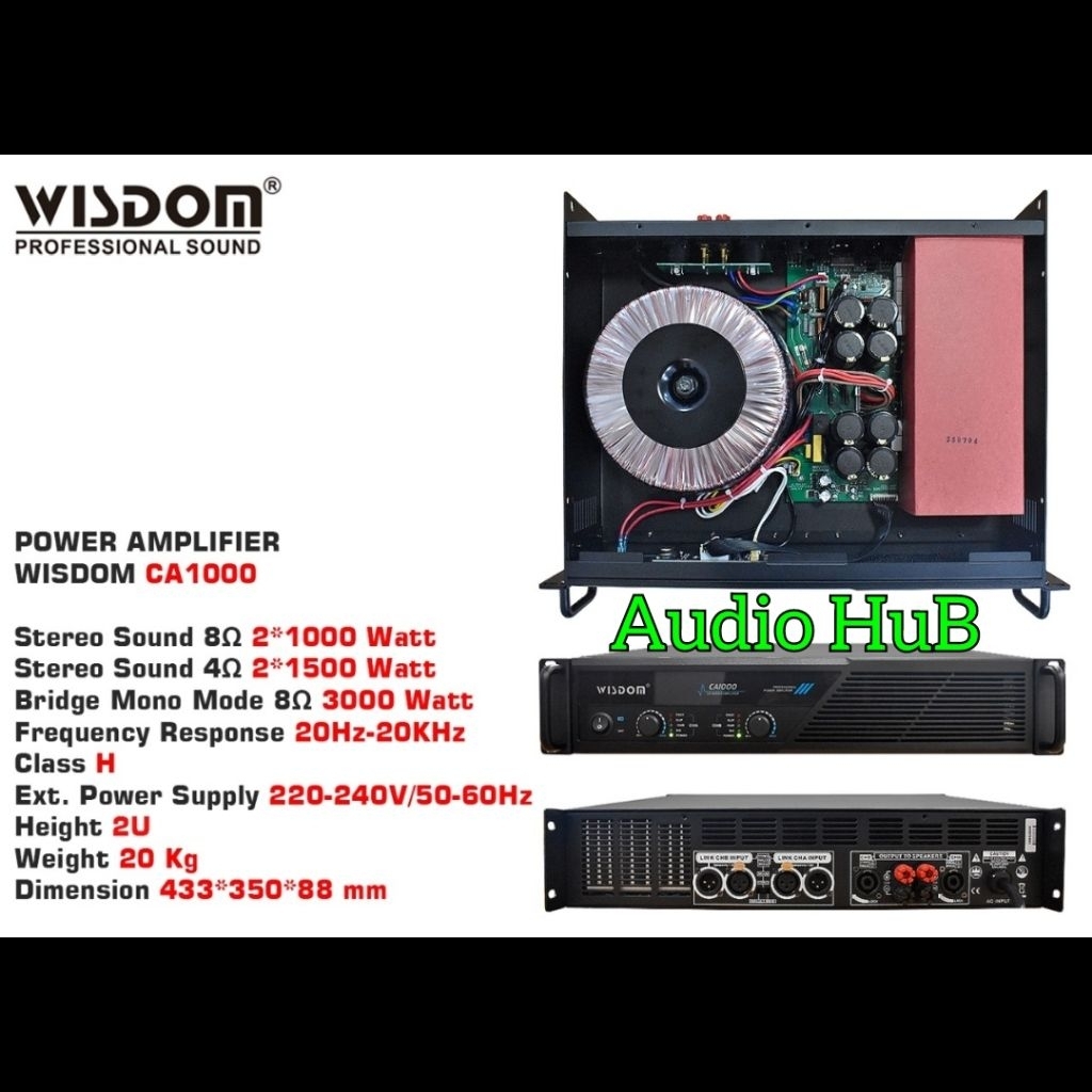 Power Wisdom CA-1000 CA1000 2 Channel Power Amplifier Wisdom CA1000 Original