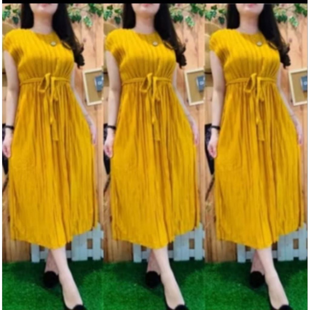 Midi dress plisket Daster plisket dress plisket hyget daster plisket viral