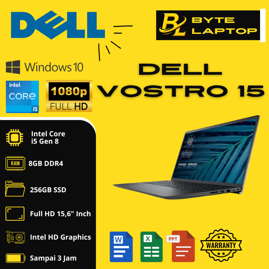 Dell Vostro 15 Core i5 Gen 8 RAM 8 SSD 256-512 GB.Laptop Secon/Dell Secon
