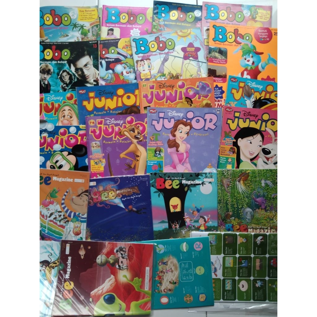 Majalah Anak Pengetahuan Majalah BOBO, Majalah DISNEY JUNIOR, Majalah BEE Magazine harga 5 pcs (Rand
