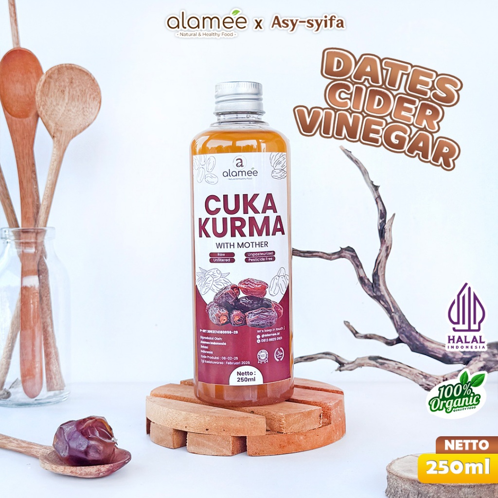 

ALAMEE Cuka Kurma With Mother Original Dates Cider Vinegar Fermentasi Probiotik Herbal 250ml