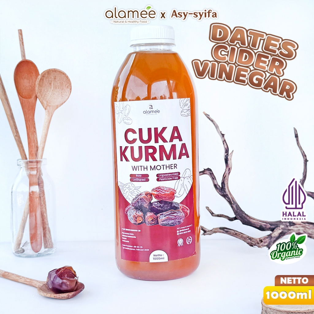 

ALAMEE Cuka Kurma With Mother Original Dates Cider Vinegar Fermentasi Probiotik Herbal 1 Liter