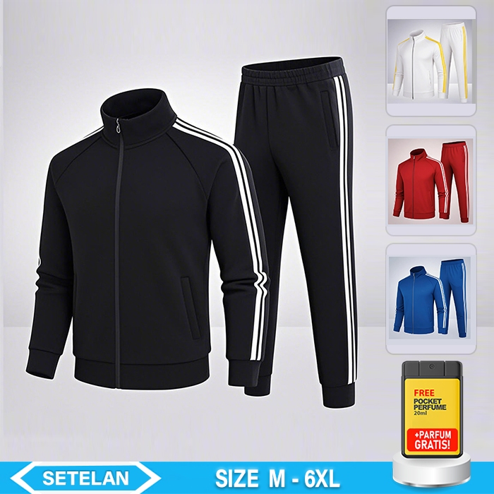 SETELAN TRAINING SPORT UNISEX (M - 6XL) 1 SET JAKET CELANA OLAHRAGA UKURAN JUMBO