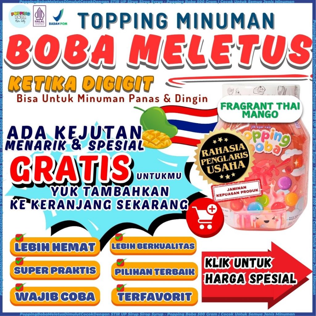 

PoppingBobaMeletusDimulutCocokDengan STIR UP Sirup Sirop Syrup - Popping Boba 500 Gram | Cocok Untuk Semua Jenis Minuman