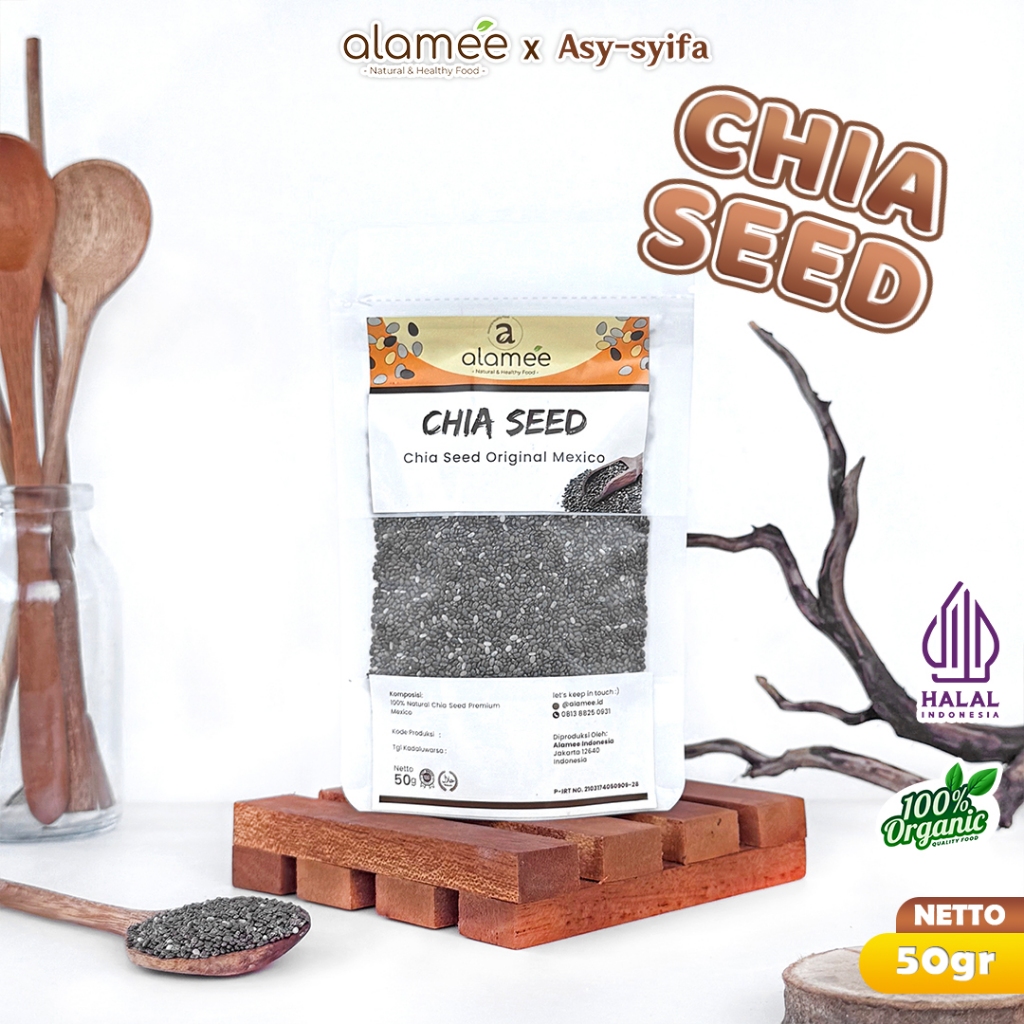 

Chia Seed Organik Premium Natural Biji Black Chiaseed cia seeds Ukuran 50gr Travel Size mini tester