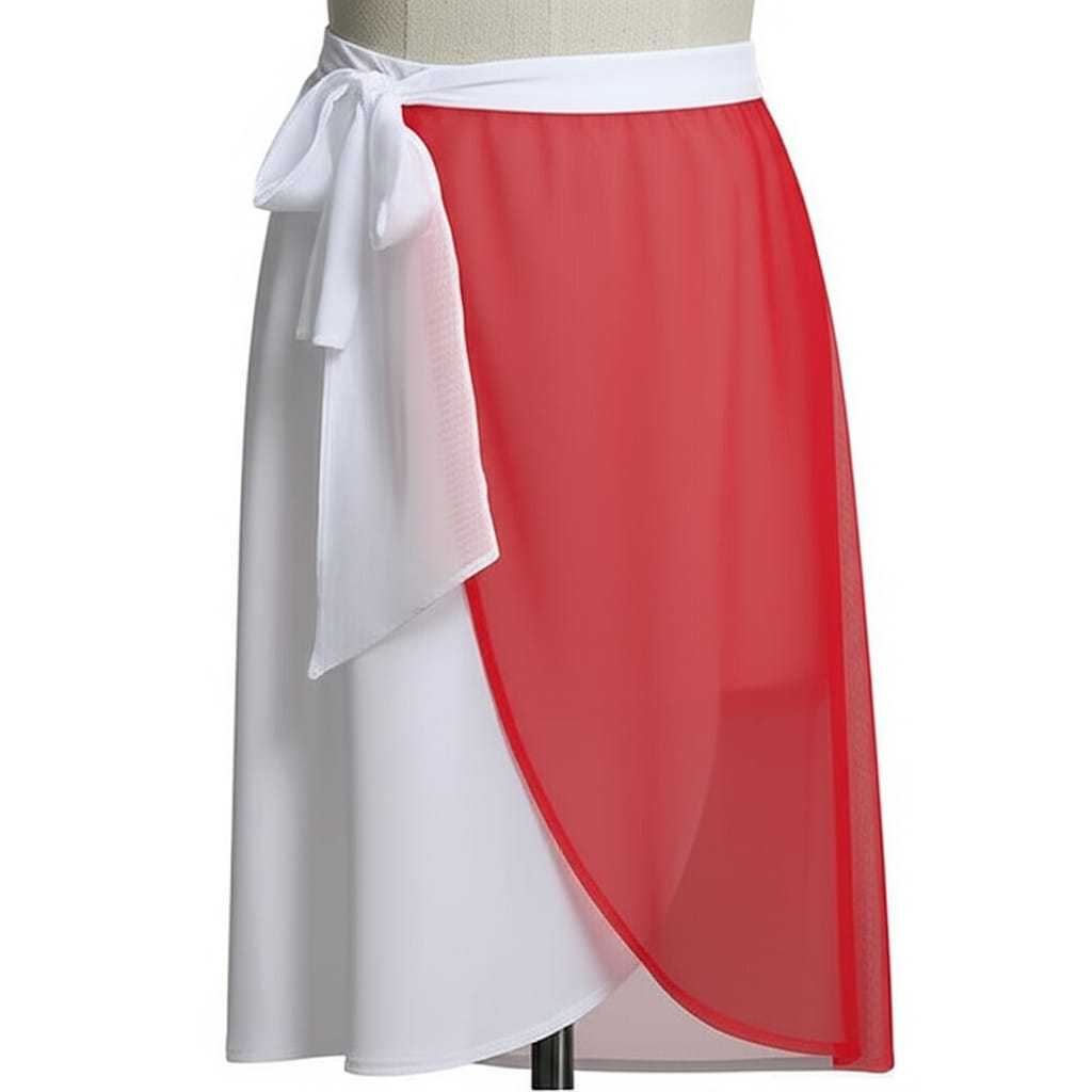 Fuji rok wanita cover skirt organza merah putih panjang 65cm