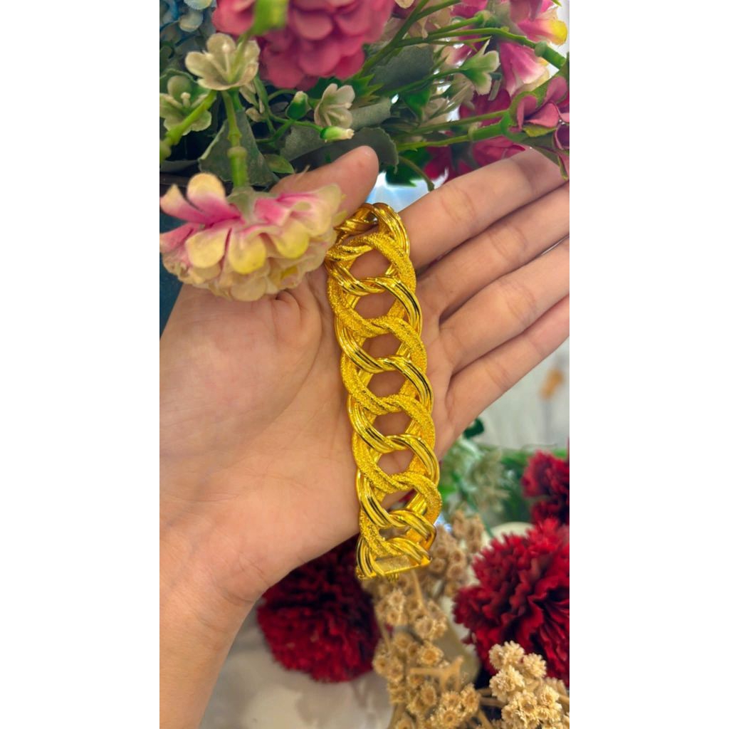 gelang rantai lipan besar lapis emas 24 k