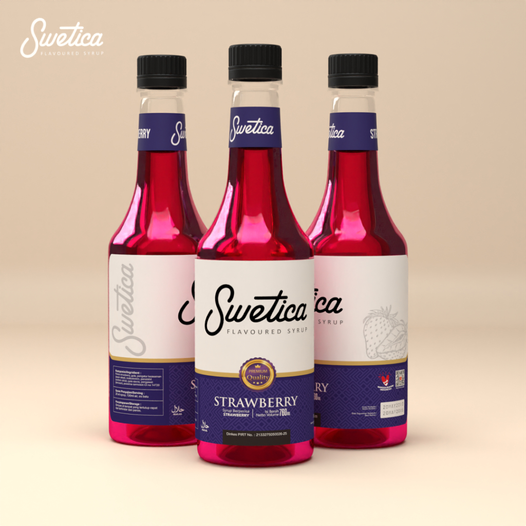 

Sirup Stroberi Premium 760ml Swetica Strawberry Syrup Coffee Bartender Horeca