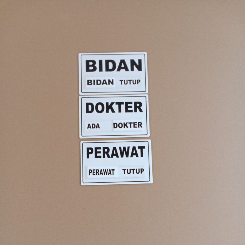 

Papan nama dokter / Bidan / perawat acrylic 15x24