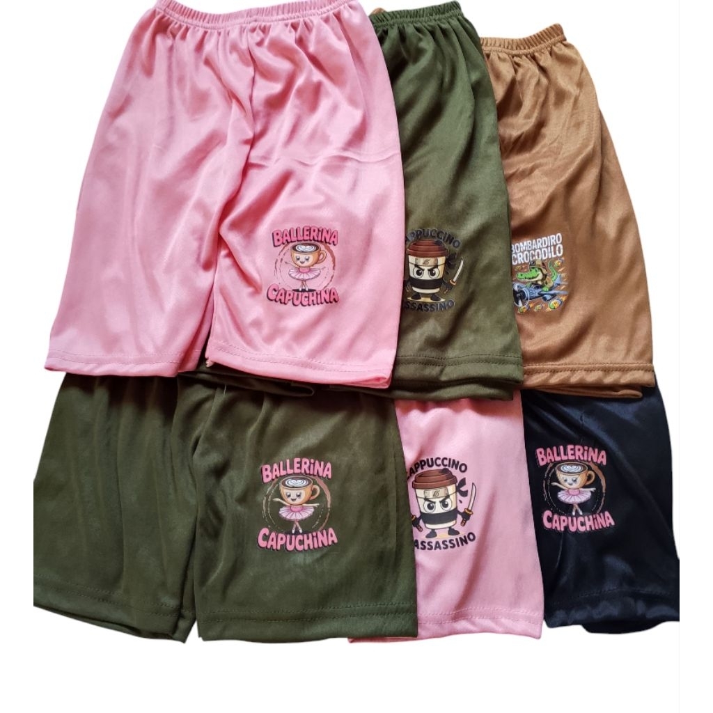 paket 6 pcs short pendek anak perempuan motif karakter//shot anak perempuan TK, SD terbaru