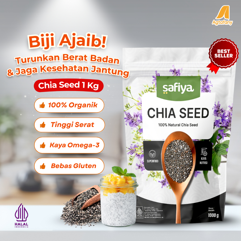 

Organic Black Chia Seed 1 Kg | Biji Chiaseed Organik Hitam Mexico Pemium Diet Original Safiya Herbal Kaya Serat Antioksidan