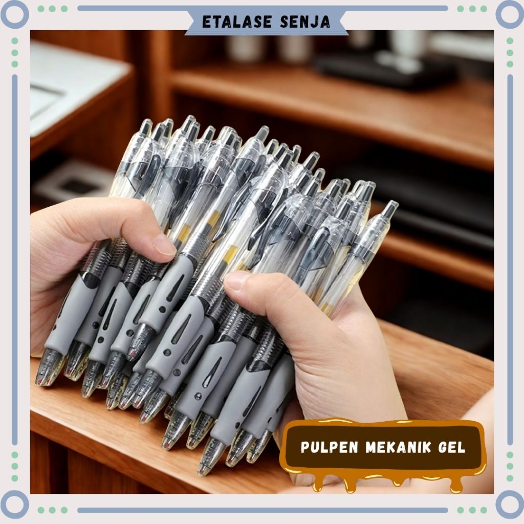 

•SENJA 011110• Pulpen retactable tinta gel // Pulpen mekanik gel WARNA HITAM