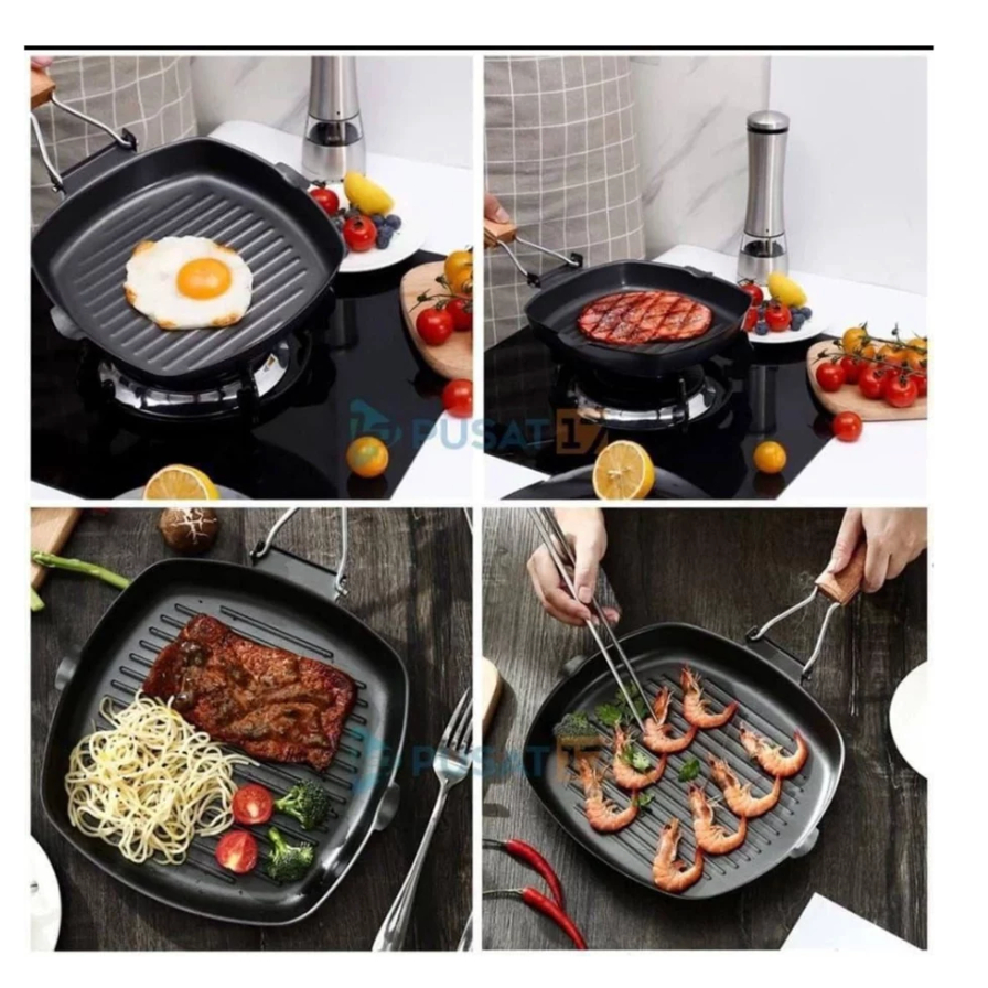Panggangan BBQ Korean Grill Pan Plate Wajan Tempat Pemanggang Daging Steak Beef Ikan Bakso Sosis Sat