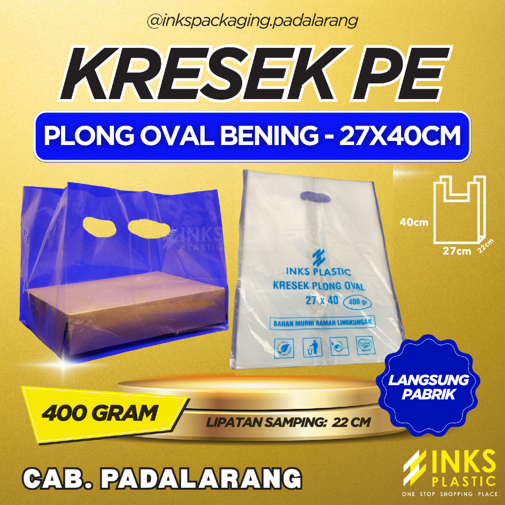 KRESEK PE PLONG OVAL BENING 27 X 40 CM