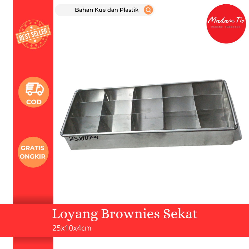 Loyang Brownies Sekat 25x10x4cm 1pcs