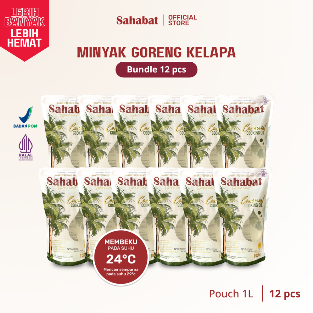 

Sahabat Special Minyak Goreng Kelapa 1L Pouch (12pcs) - Coconut Cooking Oil | 1 Liter Pouch (12 pcs/1 dus)