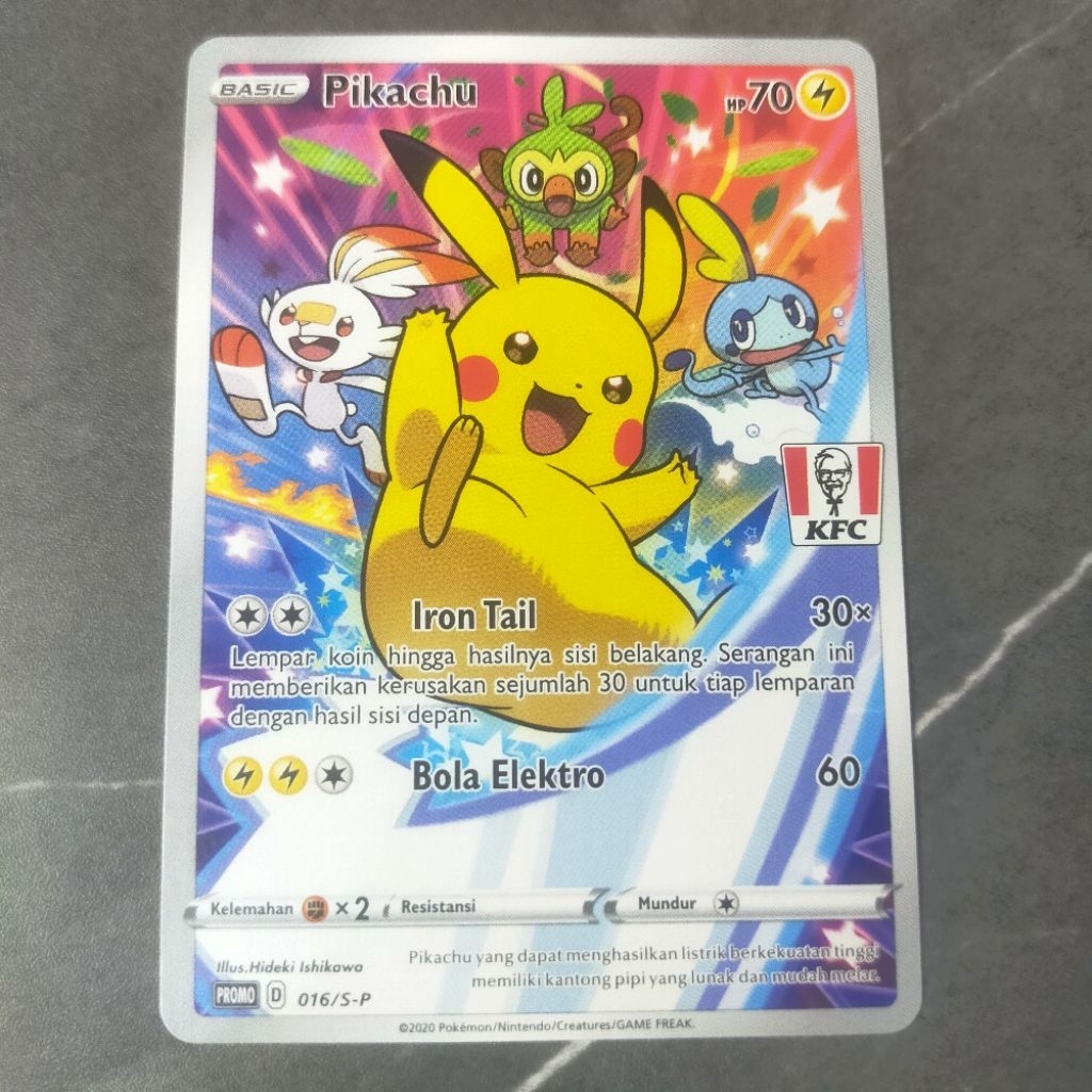 Kartu Pokemon KFC pikachu promo 016 / s - p TCG Indonesia condition NM