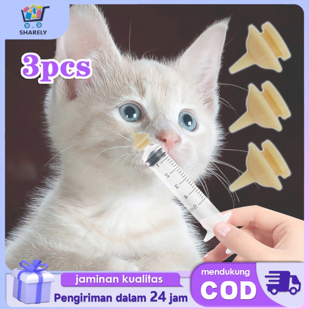 3pcs Dot Kucing Pet Feeding Nipple Dot Makan Kucing Silikon Mini Dot Susu Kucing Baru Lahir