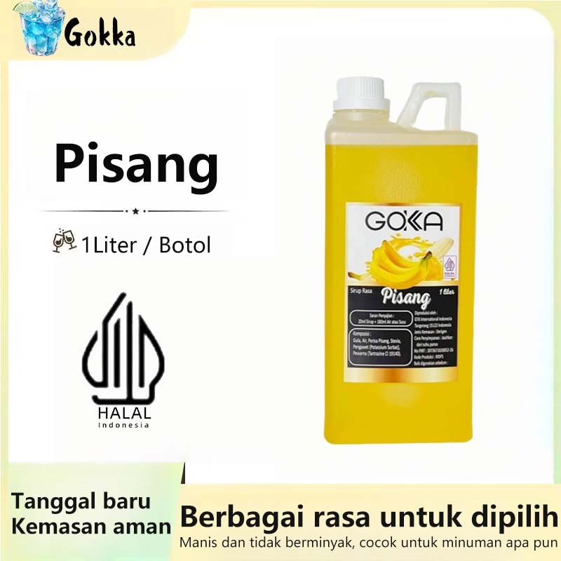 GOKKA Syrup - 1L Banana Syrup / Sirup Pisang Premium / Sirup Pisang / Sirup Minuman Rasa / Sirup Moc