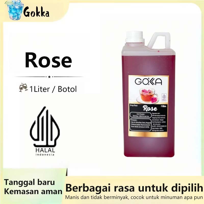 

GOKKA Sirup Minuman Rasa Rose 1L Syrup / Sirup Rose Sertifikasi Halal