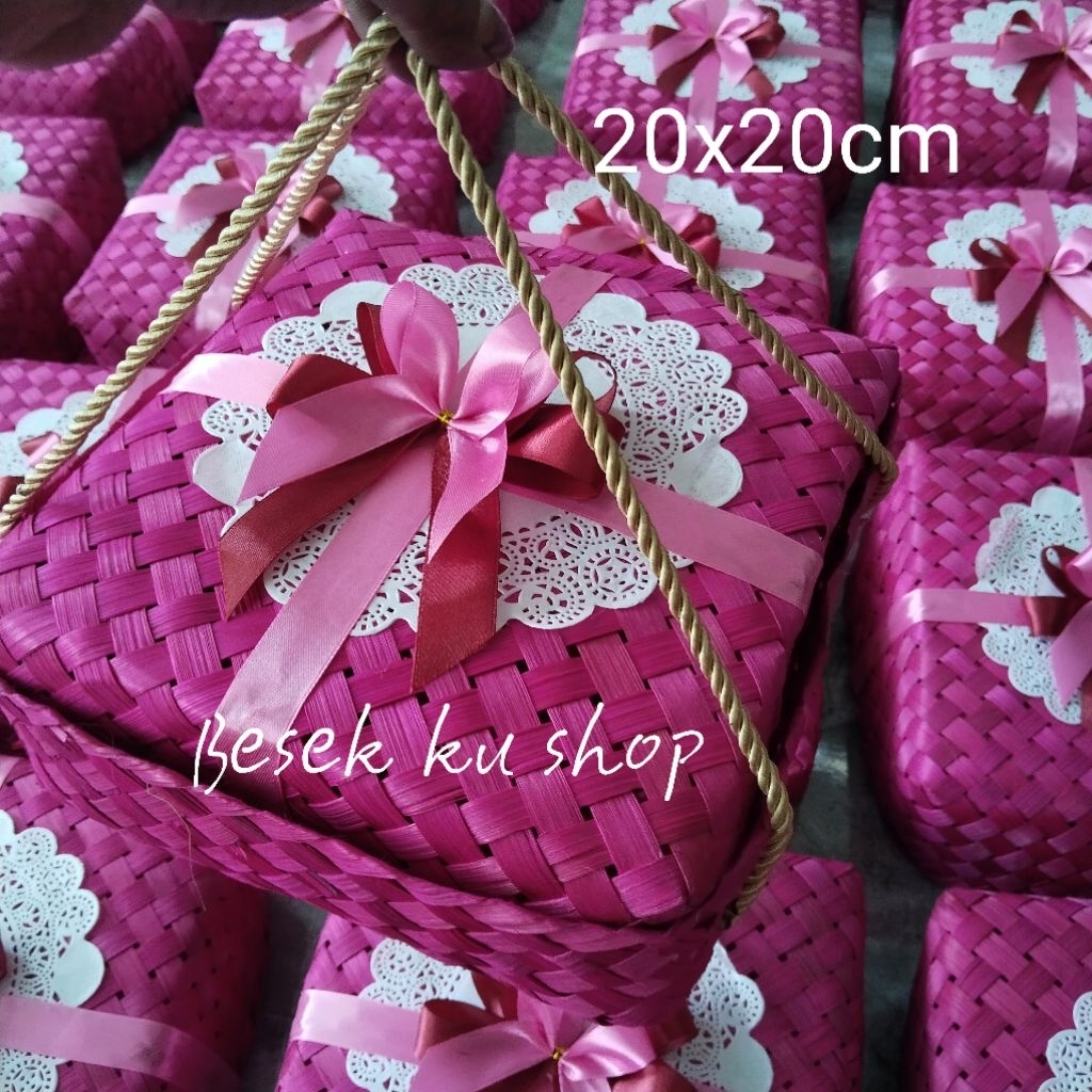 

besek cantik warna pita 20x20 pakai tali