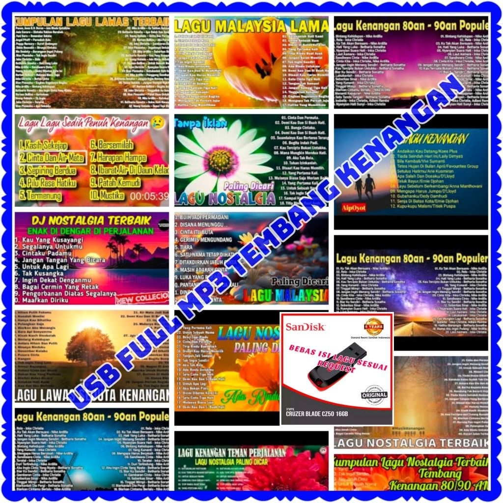 USB UNTUK MOBIL MP3 NOSTALGIA-FLASHDISK LAGU KENANGAN-FLASHDISK LAGU NOSTALGIA INDONESIA-LAGU LAWAS