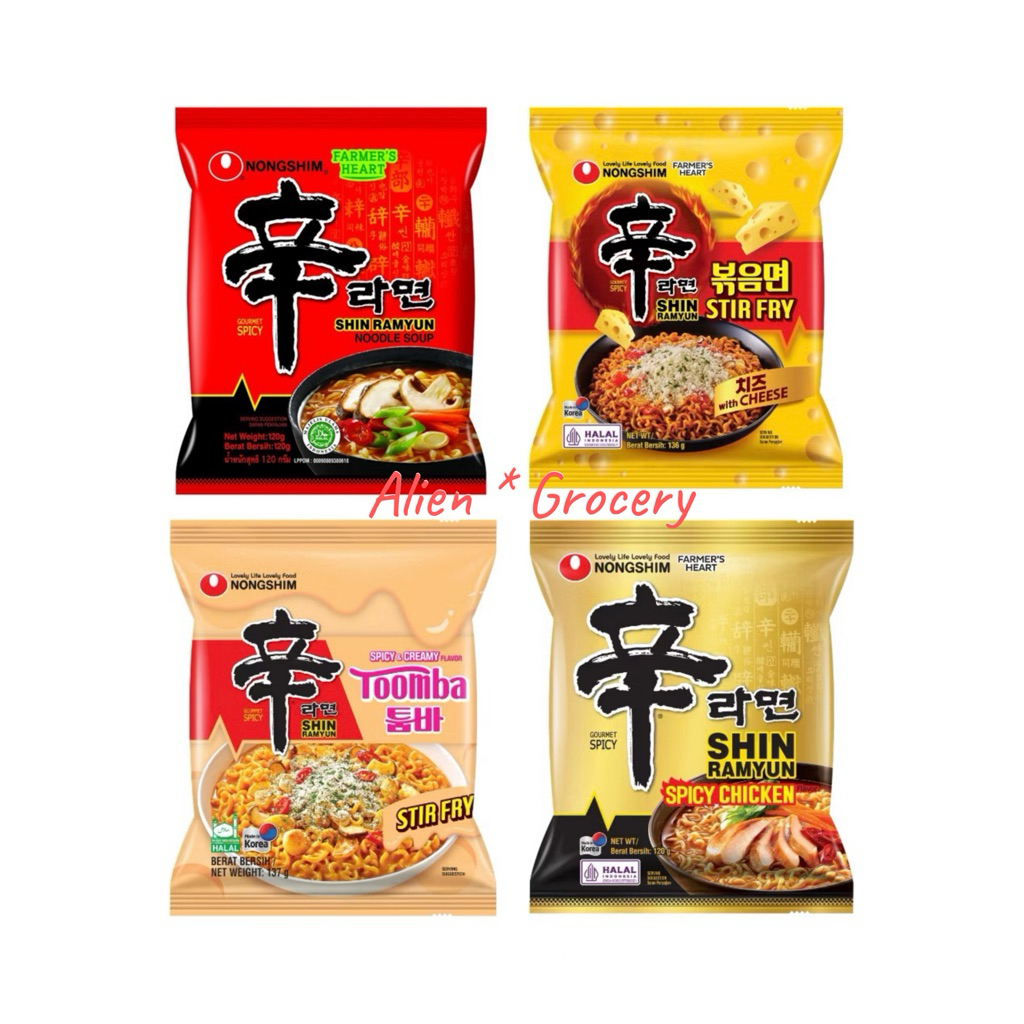 

Nong Shim NongShim Shin Ramyun Ramyoeon TOOMBA Stir Fry Cheese Halal Korea Korean Spicy Chicken Noodles Mie Ayam Jamur Pedas 120gr