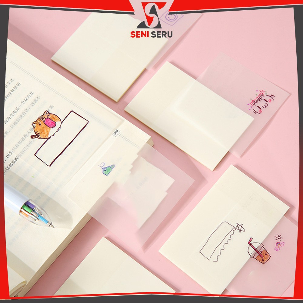 

EC Kertas Memo Transparan Isi 50 Lembar Uk 76X76 Waterproof Untuk Kantor Sekolah / Sticky Note Tempel Tahan Air / Label Stickers Catatan Bening Seni Seru A87